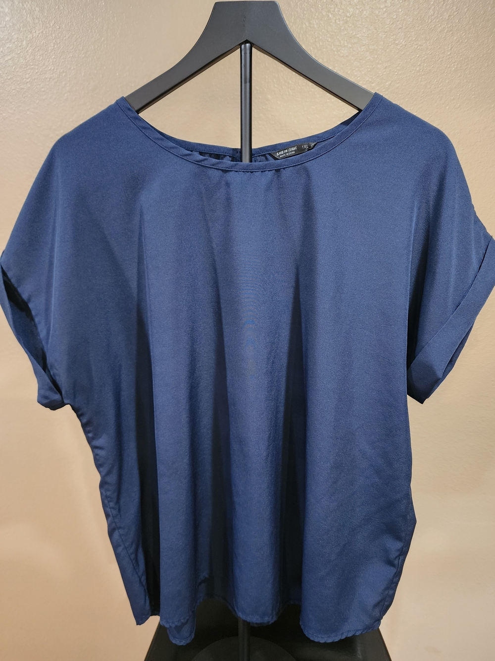 SHEIN Navy Short Sleeve Boatneck Tee